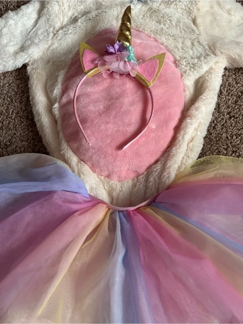 Posh Peanut Eleanor Unicorn faux fur jumpsuit with Tutu Halloween Costume 2T